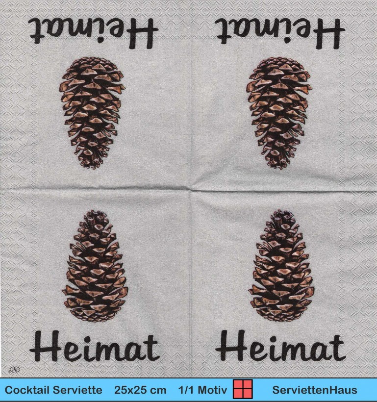 Heimat mit Tannenzapfen - 1 Cocktail Serviette